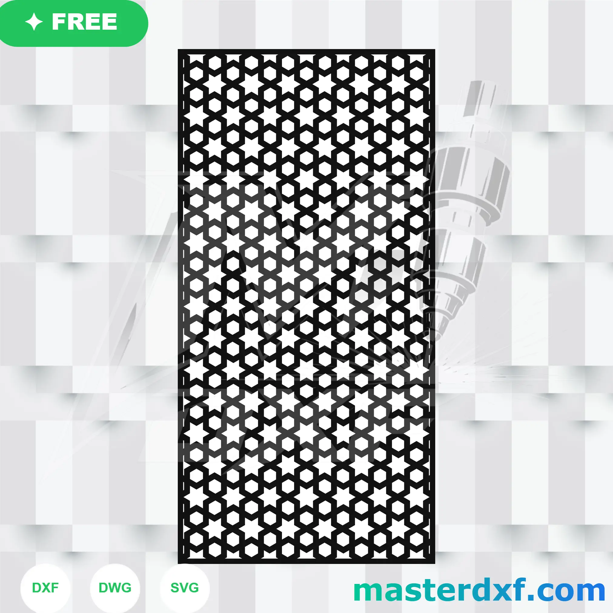 Star and Hexagon Tessellation DXF Screen for CNC Panels DXF File